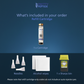 A breakdown of your Pretty Peptide Tesamorelin Refill Cartridge kit, showing the research cartridge and lab sharps bin.